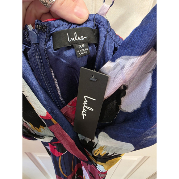 Lulu's All About Love Royal Blue Floral Print Midi Dress Size XS NWT $78 - Picture 7 of 7